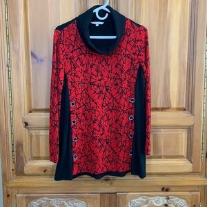 John Mark Black And Red Cowl Neck Tunic